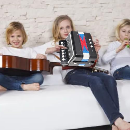 Yinhing Akkordeoninstrument, Kinder Akkordeon Perfektes für Kinder auf Geburtstagsfeiern und Familienversammlungen Modisch und Exquisit für Musikraumpraxis, Bühnenperformance (Black) von Yinhing