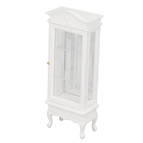 Yinhing Dollhouse -Bücherregal, Mini -Bücherregal für Mini Bücher Holzsimulation Weiße Lichtbogen Dach einzelner Türpuppenhaus Displinetschrank 1:12 Puppenhaus Miniaturschrank Miniatur von Yinhing