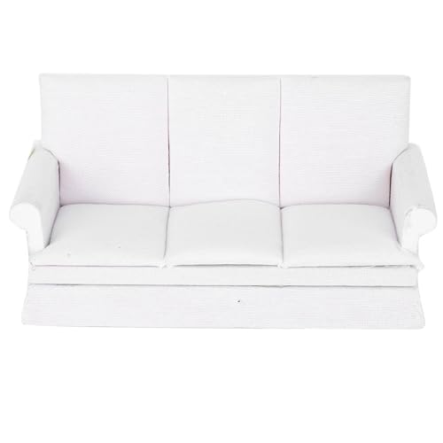 Yinhing Dollhouse Couch mit Kissen, Mini -Couch mit 3 PCS -Kissen Holztuchpuppenhausmöbeln für Puppenhausdekoration (White) von Yinhing