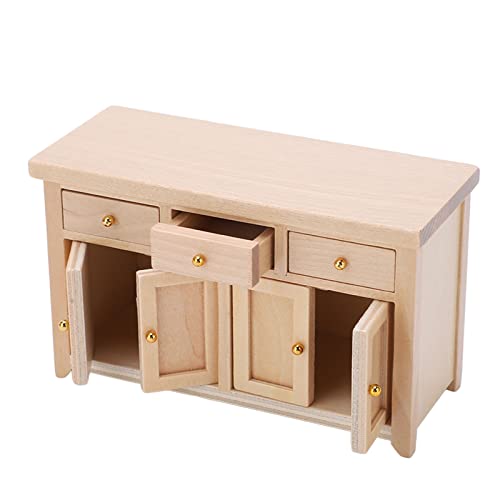 Yinhing Dollhouse -Kabinett, Puppenhaus Mini Möbel Birke Mini Kabinett 1:12 Skala Dollhouse Decoration Accessoires für (Holzfarbe) von Yinhing
