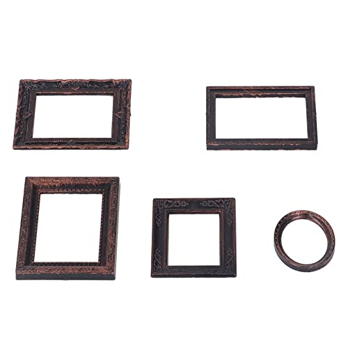 Yinhing Mini -Bilderrahmen, Vintage -Rahmen Antike Harzrahmen Tabelle Top Display Frame 5PCS Gold Bilderrahmen Vintage für 1/12 Puppenhaus von Yinhing