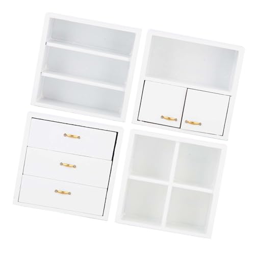 Yinhing Puppenhaus Miniaturen, 1 12 Skala Dollhouse Möbel Möbel Wohnzimmer Schlafzimmer Schrankeinheit 1:12 Mini Holzschrank Miniaturpuppenhausmöbel für Puppenhaus (White) von Yinhing