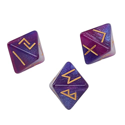 Yinhing Runenwürfel Set, Astrologie Polyedrale Würfel mit Lebendigen Farben 3pcs 8 -seitig DND Dice Fun Lernen für Erwachsene (Lila-blau) von Yinhing