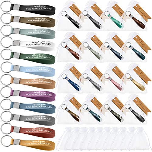 Yinkin 100 Sets Dankeschön-Geschenke für Krankenschwestern, Wertschätzungsgeschenke, Dankeschön, für Awesome, Silikon-Schlüsselanhänger mit Etikett, Organza-Beutel für Büro, Lehrer, Freiwillige, Damen von Yinkin
