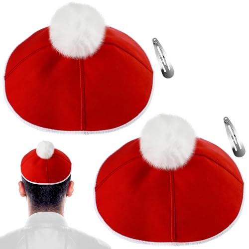 Yinkin 2 Set Weihnachten Yarmulke Kippah für Männer Yamaka jüdische Mütze mit Clips Chanukka Geschenk für Juden Xmas Santa Kostüme für Erwachsene Rot Yinkin 2 Set Weihnachten Yarmulke Kippah für Männer Yamaka jüdische Mütze mit Clips Chanukka Geschenk für Juden Xmas Santa Kostüme für Erwachsene Rot von Yinkin