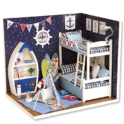 Yinuoday Puppenhaus Miniatur-Kit mit Möbeln DIY Holz Puppenhaus mit LED DIY Mini Puppenhaus Sowie Staubdichte Und Musikbewegung DIY Haus Kit für Erwachsene Und Jugendliche von Yinuoday