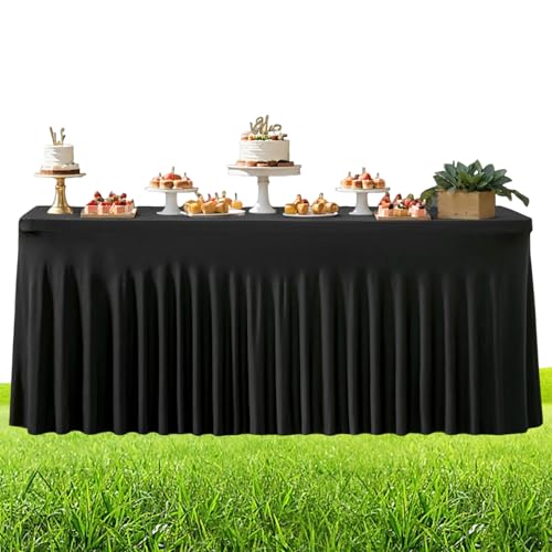 Yiohejy Tischrock, für Hochzeit, Schreibtisch, 1,8 m, plissiert, weich, schwarz, Rüschen, Tischröcke für Hochzeit, Halloween, Babyparty, Weihnachten, Geburtstag, Buffet, Party, Bankett, Dekorationen Yiohejy Tischrock, für Hochzeit, Schreibtisch, 1,8 m, plissiert, weich, schwarz, Rüschen, Tischröcke für Hochzeit, Halloween, Babyparty, Weihnachten, Geburtstag, Buffet, Party, Bankett, Dekorationen von Yiohejy