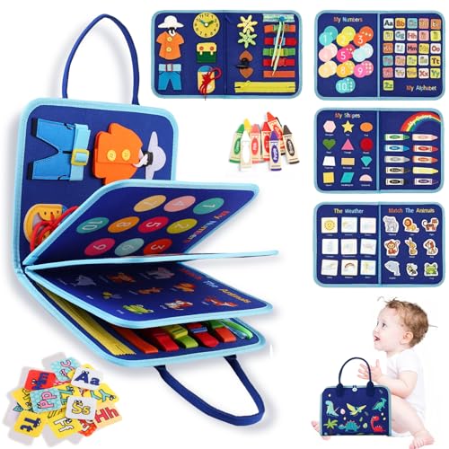 Yiomxhi Busy Board, 7 IN 1 Activity Board Zubehör Baby Montessori Spielzeug ab 1 2 3 4 5 Jahre Sensorisches Spielzeug für Jungen Mädchen Kleinkind von Yiomxhi
