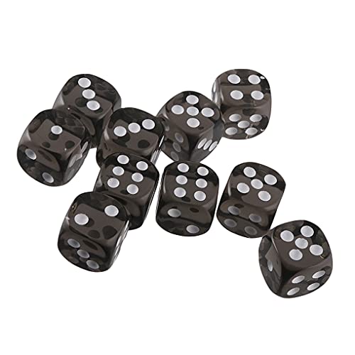 Yiotfandoll Polyedrische Würfel, D6-Würfel, 16 mm, Acryl-Würfel, Spielwürfel für RPG, MTG, DND, Tischspiele, Transparentes Schwarz, 10 Stück von Yiotfandoll