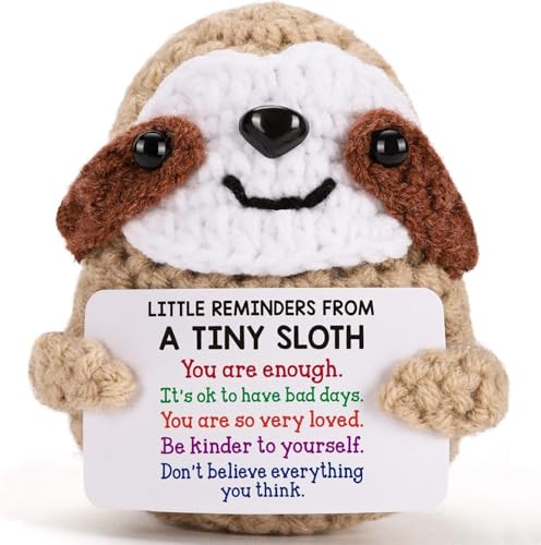 Yiqicomle Positives Häkel-Faultier, emotionale Unterstützung, Faultier, inspirierend, niedlich, gestrickt, handgefertigt, lustiges Faultier mit positiver Karte, Faultier, Geschenke für Frauen, Männer, Yiqicomle Positives Häkel-Faultier, emotionale Unterstützung, Faultier, inspirierend, niedlich, gestrickt, handgefertigt, lustiges Faultier mit positiver Karte, Faultier, Geschenke für Frauen, Männer, von Yiqicomle