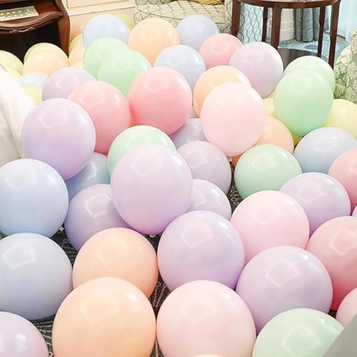 5 Zoll (12.7 cm) Kleine Luftballons, Bunte Pastell-Luftballons, 100Stück (10Stück pro Farbe, 10Farben), Regenbogen-Makronen-Partyballons für Party-Dekoration, Geburtstag, Hochzeit, Feiern von Yiran