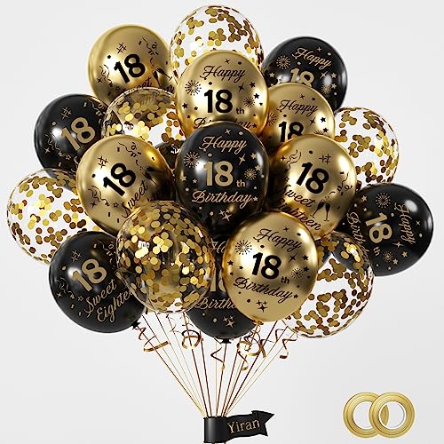 Schwarz Gold 18 Geburtstag Deko,15 Stück Luftballons Geburtstag Deko 18 Junge Mädchen,Happy Birthday Ballons Schwarz Gold Deko Set,Happy Birthday Ballon 18 Jahre für Party Dekoration,Geburtstagsparty Schwarz Gold 18 Geburtstag Deko,15 Stück Luftballons Geburtstag Deko 18 Junge Mädchen,Happy Birthday Ballons Schwarz Gold Deko Set,Happy Birthday Ballon 18 Jahre für Party Dekoration,Geburtstagsparty von Yiran