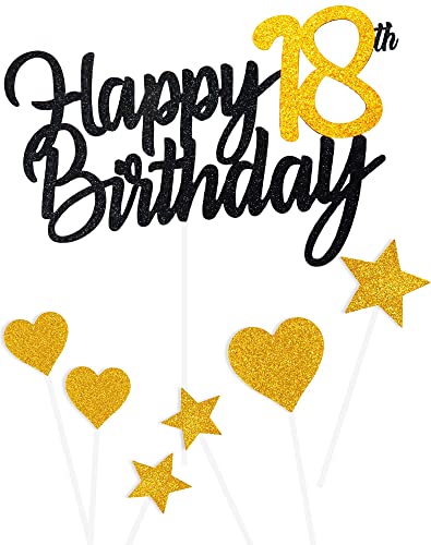 Tortendeko 18 Geburtstag Schwarz Junge Mädchen, 7Stück 18.Kuchendeko Geburtstag Schwarz Gold, Happy 18 Birthday Deko Torte Kuchen Deko Cake Topper für 18 Geburstagstorte Deko Jungen Mädchen Mann Frau Tortendeko 18 Geburtstag Schwarz Junge Mädchen, 7Stück 18.Kuchendeko Geburtstag Schwarz Gold, Happy 18 Birthday Deko Torte Kuchen Deko Cake Topper für 18 Geburstagstorte Deko Jungen Mädchen Mann Frau von Yiran