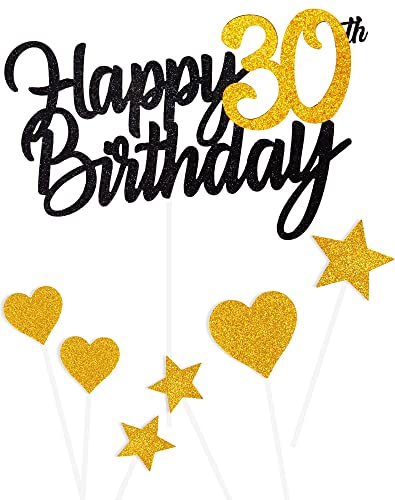 Tortendeko 30 Geburtstag Schwarz Junge Mädchen, 7Stück 30.Kuchendeko Geburtstag Schwarz Gold, Happy 30 Birthday Deko Torte Kuchen Deko Cake Topper für 30 Geburstagstorte Deko Jungen Mädchen Mann Frau Tortendeko 30 Geburtstag Schwarz Junge Mädchen, 7Stück 30.Kuchendeko Geburtstag Schwarz Gold, Happy 30 Birthday Deko Torte Kuchen Deko Cake Topper für 30 Geburstagstorte Deko Jungen Mädchen Mann Frau von Yiran