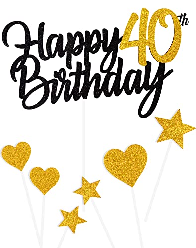 Tortendeko 40 Geburtstag Schwarz Junge Mädchen, 7Stück 40.Kuchendeko Geburtstag Schwarz Gold, Happy 40 Birthday Deko Torte Kuchen Deko Cake Topper für 40 Geburstagstorte Deko Jungen Mädchen Mann Frau Tortendeko 40 Geburtstag Schwarz Junge Mädchen, 7Stück 40.Kuchendeko Geburtstag Schwarz Gold, Happy 40 Birthday Deko Torte Kuchen Deko Cake Topper für 40 Geburstagstorte Deko Jungen Mädchen Mann Frau von Yiran