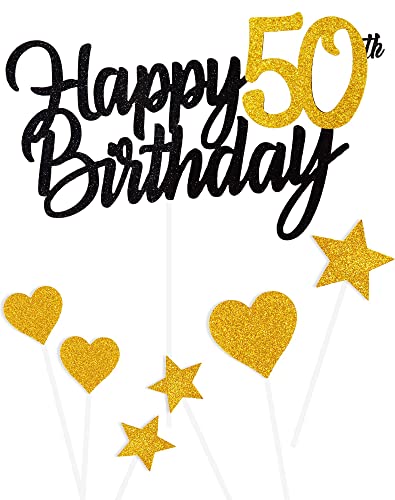 Tortendeko 50 Geburtstag Schwarz Junge Mädchen, 7Stück 50.Kuchendeko Geburtstag Schwarz Gold, Happy 50 Birthday Deko Torte Kuchen Deko Cake Topper für 50 Geburstagstorte Deko Jungen Mädchen Mann Frau Tortendeko 50 Geburtstag Schwarz Junge Mädchen, 7Stück 50.Kuchendeko Geburtstag Schwarz Gold, Happy 50 Birthday Deko Torte Kuchen Deko Cake Topper für 50 Geburstagstorte Deko Jungen Mädchen Mann Frau von Yiran