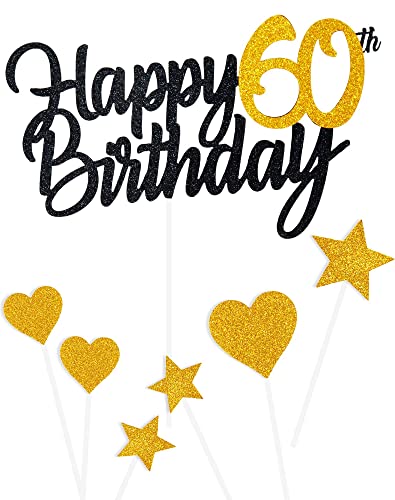 Tortendeko 60 Geburtstag Schwarz Junge Mädchen, 7Stück 60.Kuchendeko Geburtstag Schwarz Gold, Happy 60 Birthday Deko Torte Kuchen Deko Cake Topper für 60 Geburstagstorte Deko Jungen Mädchen Mann Frau Tortendeko 60 Geburtstag Schwarz Junge Mädchen, 7Stück 60.Kuchendeko Geburtstag Schwarz Gold, Happy 60 Birthday Deko Torte Kuchen Deko Cake Topper für 60 Geburstagstorte Deko Jungen Mädchen Mann Frau von Yiran