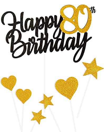 Tortendeko 80 Geburtstag Schwarz Junge Mädchen, 7Stück 80.Kuchendeko Geburtstag Schwarz Gold, Happy 80 Birthday Deko Torte Kuchen Deko Cake Topper für 80 Geburstagstorte Deko Jungen Mädchen Mann Frau Tortendeko 80 Geburtstag Schwarz Junge Mädchen, 7Stück 80.Kuchendeko Geburtstag Schwarz Gold, Happy 80 Birthday Deko Torte Kuchen Deko Cake Topper für 80 Geburstagstorte Deko Jungen Mädchen Mann Frau von Yiran