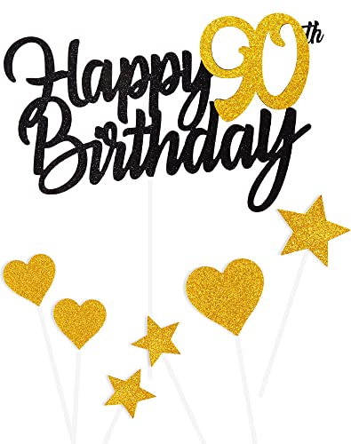 Tortendeko 90 Geburtstag Schwarz Junge Mädchen, 7Stück 90.Kuchendeko Geburtstag Schwarz Gold, Happy 90 Birthday Deko Torte Kuchen Deko Cake Topper für 90 Geburstagstorte Deko Jungen Mädchen Mann Frau Tortendeko 90 Geburtstag Schwarz Junge Mädchen, 7Stück 90.Kuchendeko Geburtstag Schwarz Gold, Happy 90 Birthday Deko Torte Kuchen Deko Cake Topper für 90 Geburstagstorte Deko Jungen Mädchen Mann Frau von Yiran