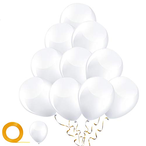 Yiran 30 Luftballons Geburtstag Set, Weiß Latex Ballons mit Bändern für Geburtstag, Kindergeburtstag, Hochzeit, Babyparty, Graduierung, Party Dekoration, Geschäftstätigkeit, 100% NATURLATEX von Yiran