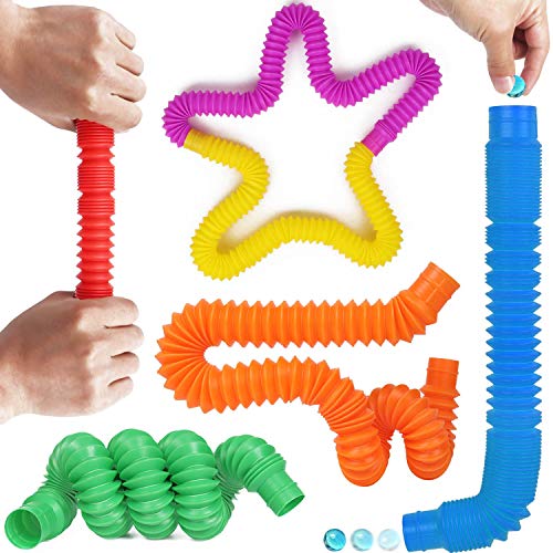 Yiran 6-Pack Pop Tubes Sensorisches Spielzeug, Mehrfarben-Stretch-Rohr Sensorisches Spielzeug with Funny Pop Sounds. für Kinder Stress und Angst Linderung von Yiran
