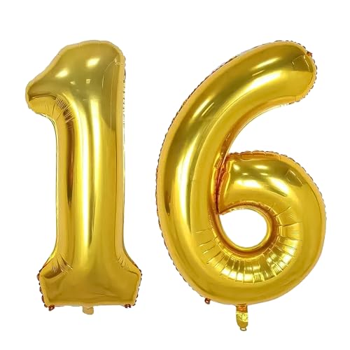Yiran Gold 101,6 cm Riesen Zahl 16 Folienballon, Goldfolie Mylar Helium Ballons, 16. Geburtstag Dekor für Jungen Mädchen Geburtstag Party Jahrestag Business Dekorationen Supplies Yiran Gold 101,6 cm Riesen Zahl 16 Folienballon, Goldfolie Mylar Helium Ballons, 16. Geburtstag Dekor für Jungen Mädchen Geburtstag Party Jahrestag Business Dekorationen Supplies von Yiran