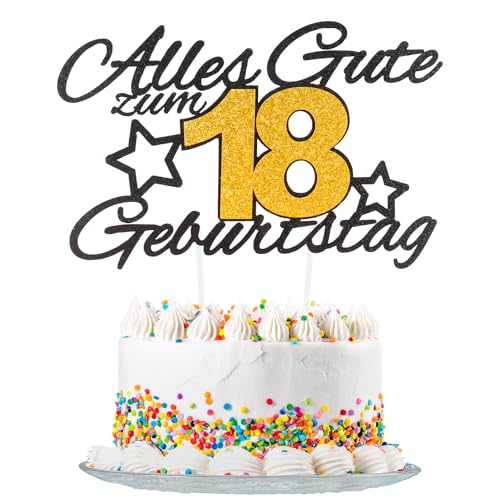 Yiran Gold Schwarz 18th Geburtstag Tortendeko, Alles Gute Zum Geburtstag Torte 18 Jahre,Happy 18th Birthday Kuchen Topper Geburstagstorte fur Jungen Mädchen Deko Glitzer Schwarz Gold Yiran Gold Schwarz 18th Geburtstag Tortendeko, Alles Gute Zum Geburtstag Torte 18 Jahre,Happy 18th Birthday Kuchen Topper Geburstagstorte fur Jungen Mädchen Deko Glitzer Schwarz Gold von Yiran