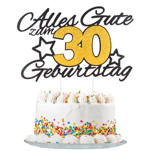 Yiran Gold Schwarz 30th Geburtstag Tortendeko, Alles Gute Zum Geburtstag Torte 30 Jahre,Happy 30th Birthday Kuchen Topper Geburstagstorte fur Jungen Mädchen Deko Glitzer Schwarz Gold Yiran Gold Schwarz 30th Geburtstag Tortendeko, Alles Gute Zum Geburtstag Torte 30 Jahre,Happy 30th Birthday Kuchen Topper Geburstagstorte fur Jungen Mädchen Deko Glitzer Schwarz Gold von Yiran