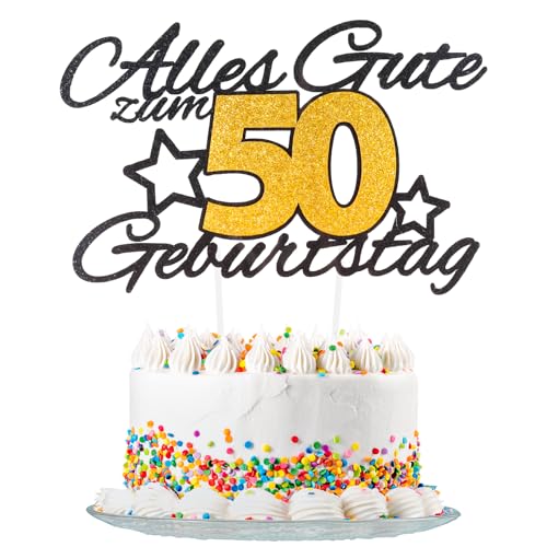 Yiran Gold Schwarz 50th Geburtstag Tortendeko, Alles Gute Zum Geburtstag Torte 50 Jahre,Happy 50th Birthday Kuchen Topper Geburstagstorte fur Jungen Mädchen Deko Glitzer Schwarz Gold Yiran Gold Schwarz 50th Geburtstag Tortendeko, Alles Gute Zum Geburtstag Torte 50 Jahre,Happy 50th Birthday Kuchen Topper Geburstagstorte fur Jungen Mädchen Deko Glitzer Schwarz Gold von Yiran