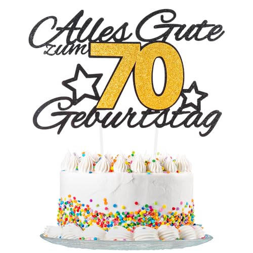 Yiran Gold Schwarz 70th Geburtstag Tortendeko, Alles Gute Zum Geburtstag Torte 70 Jahre,Happy 70th Birthday Kuchen Topper Geburstagstorte fur Jungen Mädchen Deko Glitzer Schwarz Gold Yiran Gold Schwarz 70th Geburtstag Tortendeko, Alles Gute Zum Geburtstag Torte 70 Jahre,Happy 70th Birthday Kuchen Topper Geburstagstorte fur Jungen Mädchen Deko Glitzer Schwarz Gold von Yiran