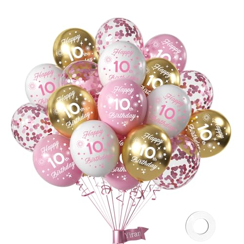 Yiran Luftballons 10 Jahre Geburtstag Deko, 16 Stück Geburtstag Deko 10 Jahre Mädchen, Happy Birthday Deko Luftballon Weiß Rose Gold, Deko 10 Geburtstag Konfetti Luftballons, Birthday Party Deko Yiran Luftballons 10 Jahre Geburtstag Deko, 16 Stück Geburtstag Deko 10 Jahre Mädchen, Happy Birthday Deko Luftballon Weiß Rose Gold, Deko 10 Geburtstag Konfetti Luftballons, Birthday Party Deko von Yiran
