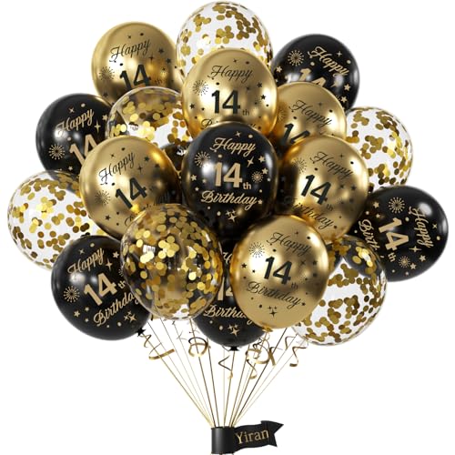 Yiran Luftballons 14.Geburtstag Deko,15 Stück 14.Geburtstag Junge Mädchen Schwarz Gold Deko, Happy Birthday Ballons Schwarz Gold Deko, Deko 14 Geburtstag Konfetti Luftballons, Birthday Party Deko Yiran Luftballons 14.Geburtstag Deko,15 Stück 14.Geburtstag Junge Mädchen Schwarz Gold Deko, Happy Birthday Ballons Schwarz Gold Deko, Deko 14 Geburtstag Konfetti Luftballons, Birthday Party Deko von Yiran