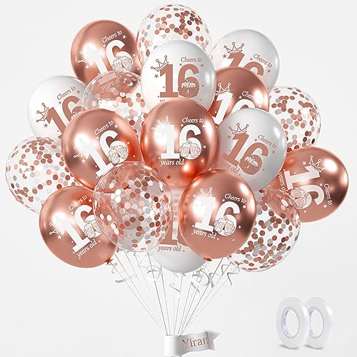 Yiran 16. Geburtstag Deko Set - 15 Stück Luftballons für Junge Mädchen, Rose Gold Happy Birthday Ballons, Konfetti Luftballons für Birthday Party Yiran 16. Geburtstag Deko Set - 15 Stück Luftballons für Junge Mädchen, Rose Gold Happy Birthday Ballons, Konfetti Luftballons für Birthday Party von Yiran