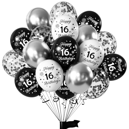 Yiran Luftballons 16 Geburtstag Junge Mädchen, 16 Stück Deko 16. Geburtstag Luftballons Schwarz Weiß Silber, 12 Zoll Happy Birthday Deko Balloons, Schwarz Luftballons 16. Geburtstag Party Deko Yiran Luftballons 16 Geburtstag Junge Mädchen, 16 Stück Deko 16. Geburtstag Luftballons Schwarz Weiß Silber, 12 Zoll Happy Birthday Deko Balloons, Schwarz Luftballons 16. Geburtstag Party Deko von Yiran