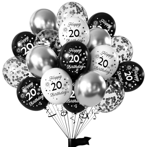 Yiran Luftballons 20 Geburtstag Frauen Mann, 16 Stück Deko 20. Geburtstag Luftballons Schwarz Weiß Silber, 12 Zoll Happy Birthday Deko Balloons, Schwarz Luftballons 20. Geburtstag Party Deko Yiran Luftballons 20 Geburtstag Frauen Mann, 16 Stück Deko 20. Geburtstag Luftballons Schwarz Weiß Silber, 12 Zoll Happy Birthday Deko Balloons, Schwarz Luftballons 20. Geburtstag Party Deko von Yiran