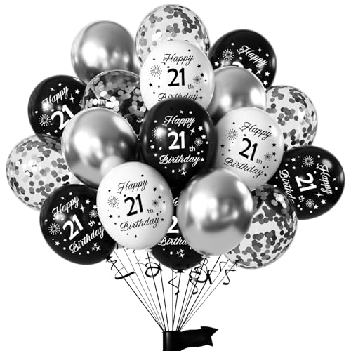 Yiran Luftballons 21 Geburtstag Frauen Mann, 16 Stück Deko 21. Geburtstag Luftballons Schwarz Weiß Silber, 12 Zoll Happy Birthday Deko Balloons, Schwarz Luftballons 21. Geburtstag Party Deko Yiran Luftballons 21 Geburtstag Frauen Mann, 16 Stück Deko 21. Geburtstag Luftballons Schwarz Weiß Silber, 12 Zoll Happy Birthday Deko Balloons, Schwarz Luftballons 21. Geburtstag Party Deko von Yiran