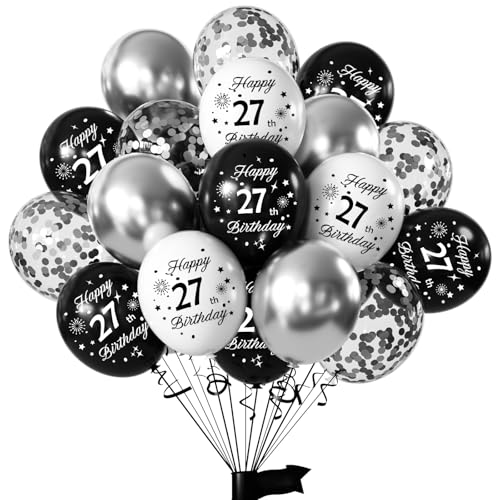 Yiran Luftballons 27 Geburtstag Frauen Mann, 16 Stück Deko 27. Geburtstag Luftballons Schwarz Weiß Silber, 12 Zoll Happy Birthday Deko Balloons, Schwarz Luftballons 27. Geburtstag Party Deko Yiran Luftballons 27 Geburtstag Frauen Mann, 16 Stück Deko 27. Geburtstag Luftballons Schwarz Weiß Silber, 12 Zoll Happy Birthday Deko Balloons, Schwarz Luftballons 27. Geburtstag Party Deko von Yiran