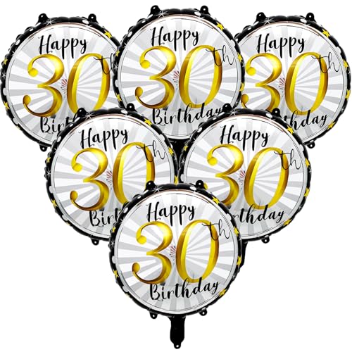 Yiran Luftballons 30 Geburtstag Deko Mann Frau, 18 Zoll 'Happy 30th Birthday" Folienballon, 6 Stück Geburtstag Schwarz Gold Deko Helium Ballon für 30.Geburtstagsdeko Jubiläum Party Deko Yiran Luftballons 30 Geburtstag Deko Mann Frau, 18 Zoll 'Happy 30th Birthday" Folienballon, 6 Stück Geburtstag Schwarz Gold Deko Helium Ballon für 30.Geburtstagsdeko Jubiläum Party Deko von Yiran