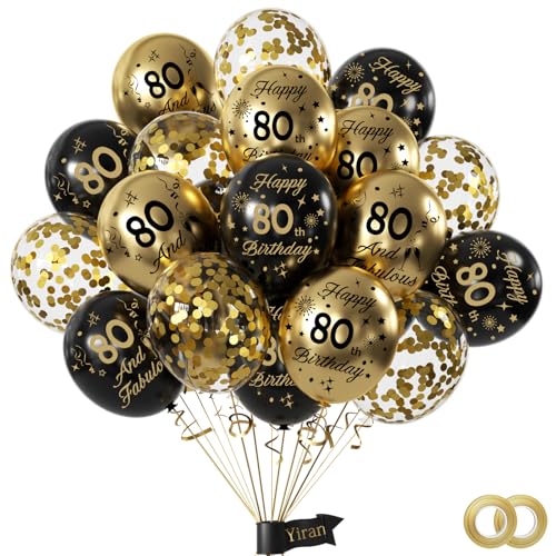 Yiran Luftballons 80.Geburtstag Deko,15 Stück 80.Geburtstag Junge Mädchen Schwarz Gold Deko, Happy Birthday Ballons Schwarz Gold Deko, Deko 80.Geburtstag Konfetti Luftballons, Birthday Party Deko Yiran Luftballons 80.Geburtstag Deko,15 Stück 80.Geburtstag Junge Mädchen Schwarz Gold Deko, Happy Birthday Ballons Schwarz Gold Deko, Deko 80.Geburtstag Konfetti Luftballons, Birthday Party Deko von Yiran