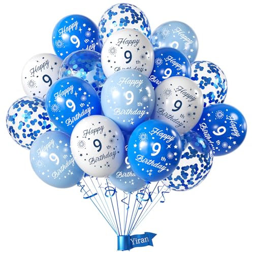 Yiran Luftballons 9 Jahre Geburtstag Deko, 16 Stück Geburtstag Deko 9 Jahre Junge, Happy Birthday Deko Geburtstag Luftballon Blau Weiß, Deko 9. Geburtstag Konfetti Luftballons Blau Birthday Party Deko Yiran Luftballons 9 Jahre Geburtstag Deko, 16 Stück Geburtstag Deko 9 Jahre Junge, Happy Birthday Deko Geburtstag Luftballon Blau Weiß, Deko 9. Geburtstag Konfetti Luftballons Blau Birthday Party Deko von Yiran