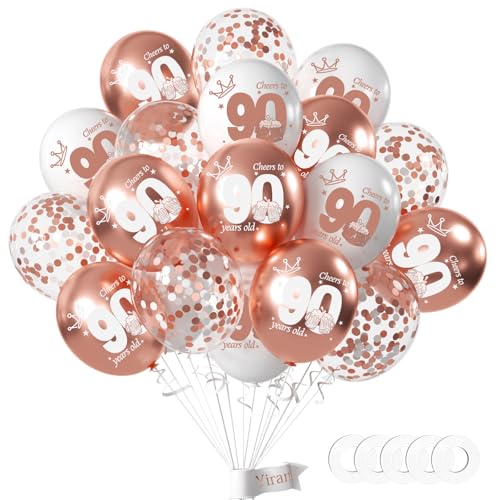 Yiran Luftballons 90 Geburtstag Deko, 15 Stück 90.Geburtstag Junge Mädchen Rose Gold Deko, Happy Birthday Ballons Rose Gold Deko, Deko 90.Geburtstag Konfetti Luftballons, Birthday Party Deko Yiran Luftballons 90 Geburtstag Deko, 15 Stück 90.Geburtstag Junge Mädchen Rose Gold Deko, Happy Birthday Ballons Rose Gold Deko, Deko 90.Geburtstag Konfetti Luftballons, Birthday Party Deko von Yiran
