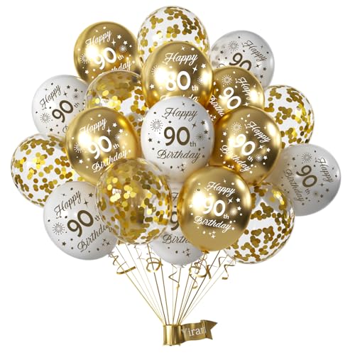 Yiran Luftballons 90. Geburtstag Deko Frauen Männer, 15 Stück Luftballons Weiß Gold Deko 90 Geburtstag Frau Mann, Happy 90th Birthday Ballons Konfetti Luftballons Geburtstag Deko Birthday Party Deko Yiran Luftballons 90. Geburtstag Deko Frauen Männer, 15 Stück Luftballons Weiß Gold Deko 90 Geburtstag Frau Mann, Happy 90th Birthday Ballons Konfetti Luftballons Geburtstag Deko Birthday Party Deko von Yiran