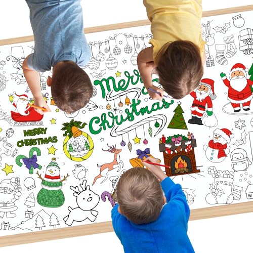 Yiran Weihnachtliche Maltischdecke, 183 x 83,8 cm, DIY-Tischdecke für Kinder, Weihnachten, Party, riesige Malposter-Tischdecke für Kinder, Jungen und Mädchen, Weihnachtsgeschenk, Bastel-Kritzelkunst Yiran Weihnachtliche Maltischdecke, 183 x 83,8 cm, DIY-Tischdecke für Kinder, Weihnachten, Party, riesige Malposter-Tischdecke für Kinder, Jungen und Mädchen, Weihnachtsgeschenk, Bastel-Kritzelkunst von Yiran