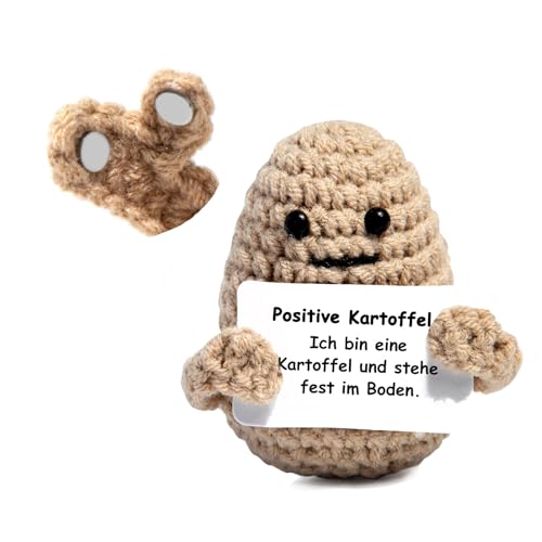 Positive Potato, Glücksbringer, Mini-Plüsch Figuren lustige Potato Puppe, Pocket Hug Positive Kartoffel, Mutmacher Kartoffel Pocket Hug Geburtstagsgeschenk Karte austauschbar(Magnetic) von Yiruhe