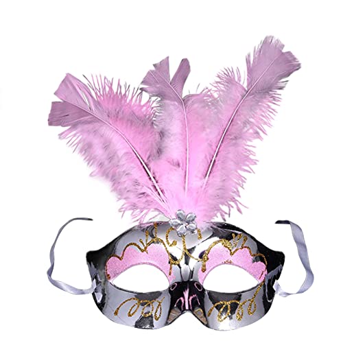 Yisawroy Lady Maskerade Party Dance Costume Halloween Half Face Decorations Halloween Feather Flower Eye Halloween For Adults Half Face Feather Carnival Women von Yisawroy