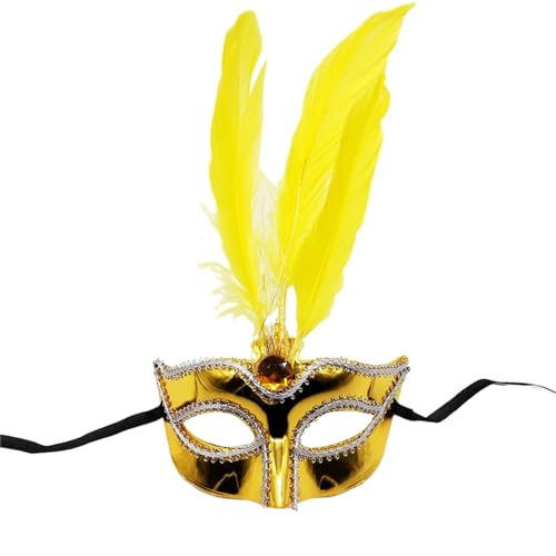 Yisawroy Maskerade Maske Halloween Bälle Maske Weihnachten Maske mit Feder für Paare Frauen Männer Karneval Maske Halbgesichtsmaske von Yisawroy