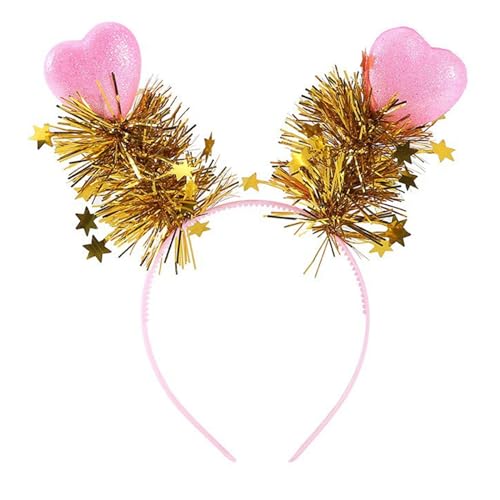 Yisawroy Rose Selling Valentinstag Herz Kopfschmuck Glitzer Kopfbedeckung für Mädchen Tag des Gedenkens Foto Requisiten Herz Stirnband Frauen von Yisawroy