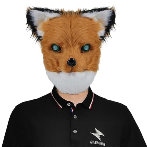 Yisawroy Wolf Füchse Kopf Plüsch Tier Kopf Gummi Latex Maske Neuheit Halloween Kostüm Halloween Für Erwachsene Gruselig von Yisawroy