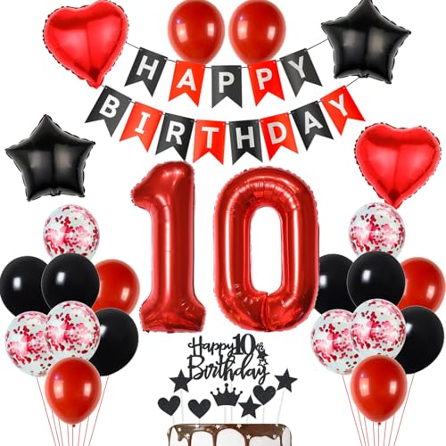 10 Geburtstag Deko Schwarzes Rot, Tortendeko 10. Geburtstag Dekoration Mädchen, Luftballon 10 Geburtstag Rot Schwarz Junge, Geburtstagsdeko 10 Jahr Mädchen, Tortendeko Geburtstag 10 Jahre 10 Geburtstag Deko Schwarzes Rot, Tortendeko 10. Geburtstag Dekoration Mädchen, Luftballon 10 Geburtstag Rot Schwarz Junge, Geburtstagsdeko 10 Jahr Mädchen, Tortendeko Geburtstag 10 Jahre von Yishamei