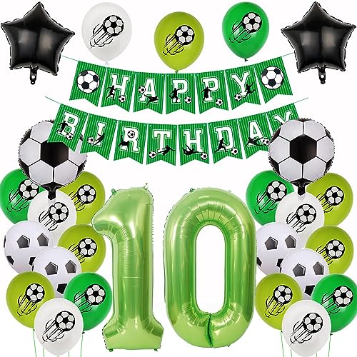 10. Fußball Geburtstag Deko,Fussball Luftballon 10. Geburtstag, Fußball 10 Geburtstag Deko Grün,10 Jahr Luftballons Fußball Deko, Fussball Helium Ballon 10 Geburtstag Junge,Ballon 10. Geburtstag von Yishamei